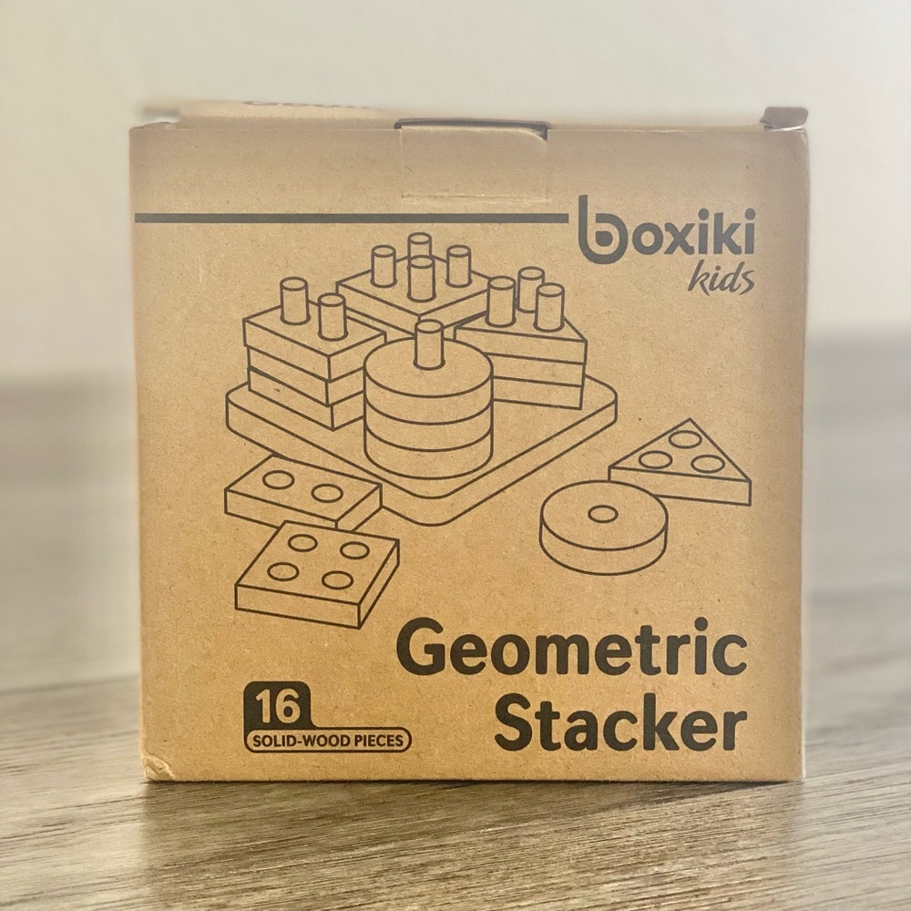 Boxiki kids Wooden Stacking Montessori Toys Colorful Shape Sorter Stacker